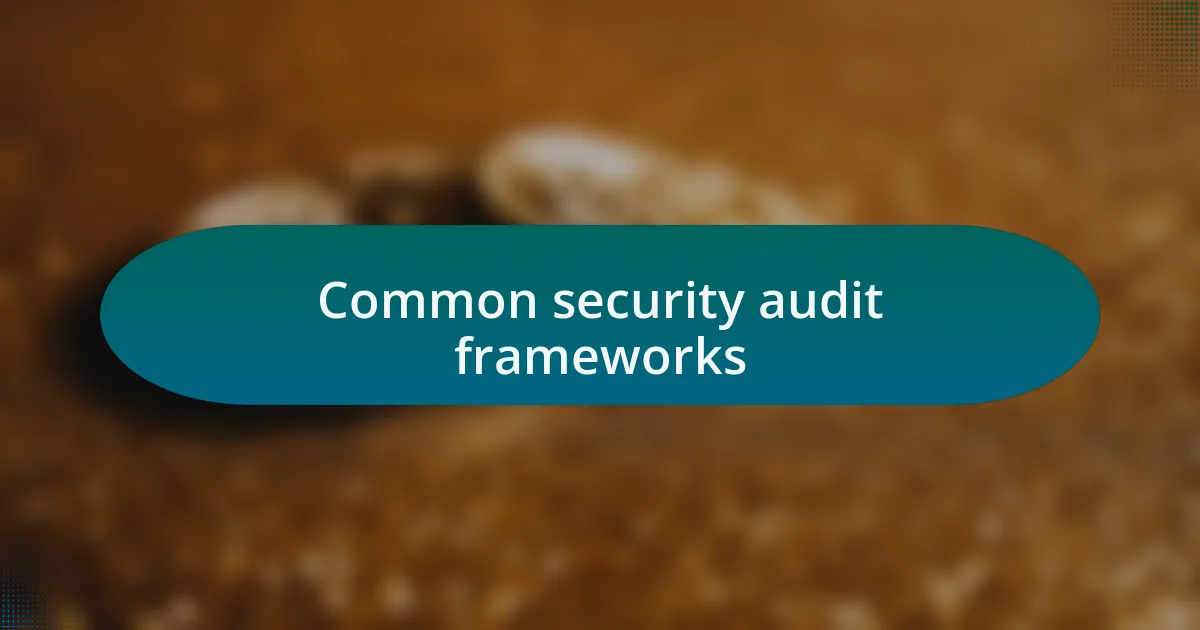 Common security audit frameworks