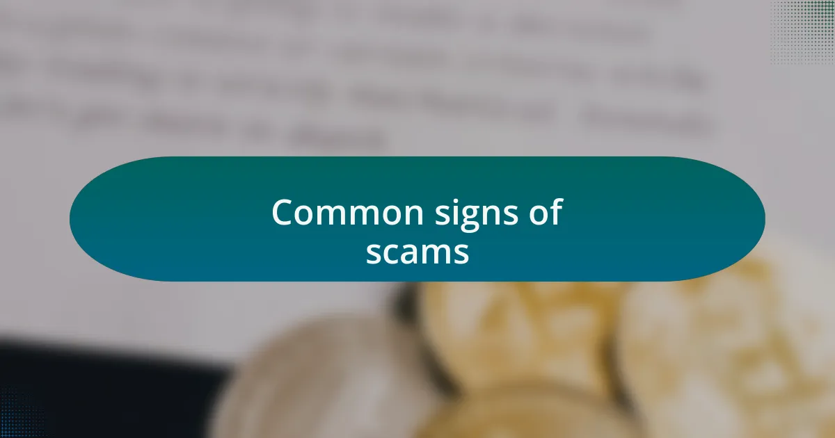 Common signs of scams