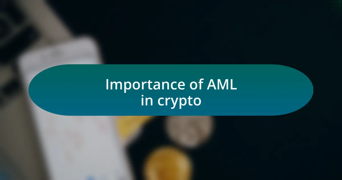 Importance of AML in crypto